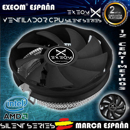 Ventilador para Intel i3 i5 i7 Socket LGA 1151 1150 1155 1156 775 12cm Exeom®