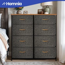 8 Drawers Dresser Gray Fabric Tower Organizer Chest of Cabinet Bedside Unit