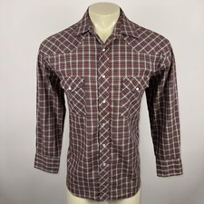 Vtg Wrangler Pearl Snap Shirt Western Cowboy Ranch 70s Plaid Mens 16 33 Large