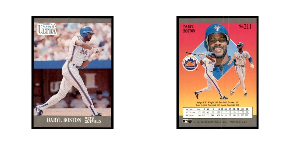 Daryl Boston 1991 Fleer Ultra #211 Baseball Cards Baseball Card NM - Image 3 of 3