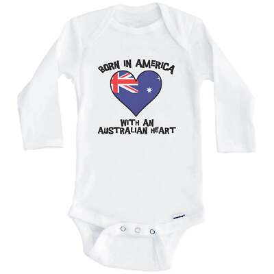 Born In America With An Australian Heart Australia Flag Baby Bodysuit