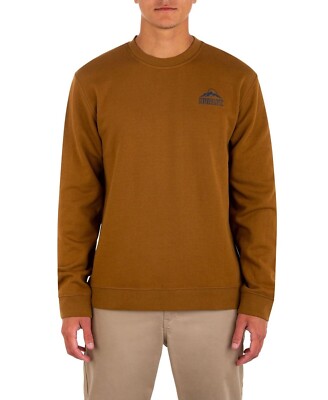 Hurley Men's Everett Summer Crew Long Sleeve Sweatshirt Ale Brown, Small S