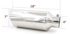 4 Inlet 7 Outlet 18 Long Exhaust Tip Rolled Edge Universal Tialpipe