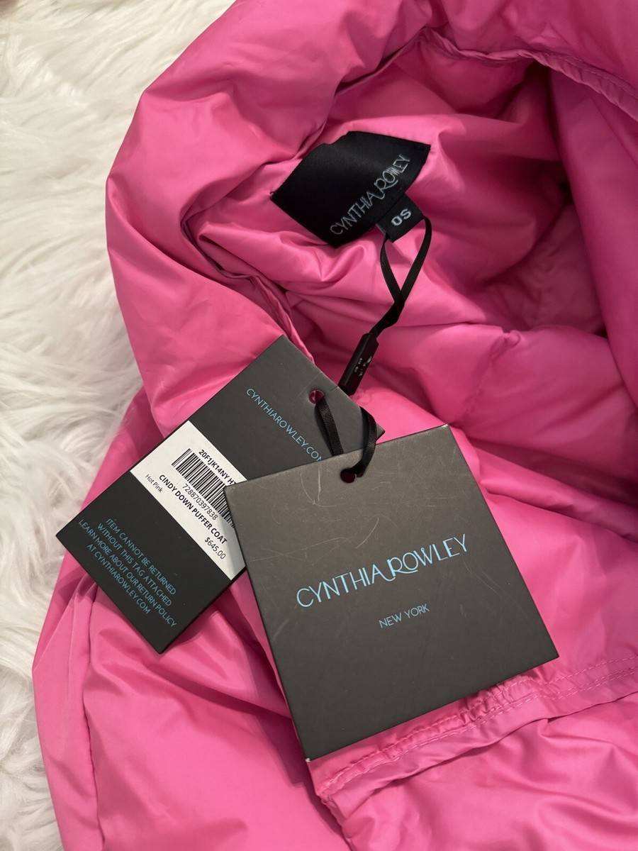 Cynthia Rowley New Cindy Down Puffer Jacket Coat Hot Pink