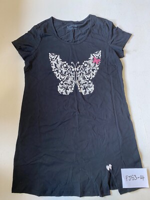 FREEMANS Black Butterfly Print Nightie  M = UK 14    (FJ53-4)