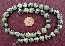10mm Gem Round Dalmation Jasper 10mm Beads 15" Strand