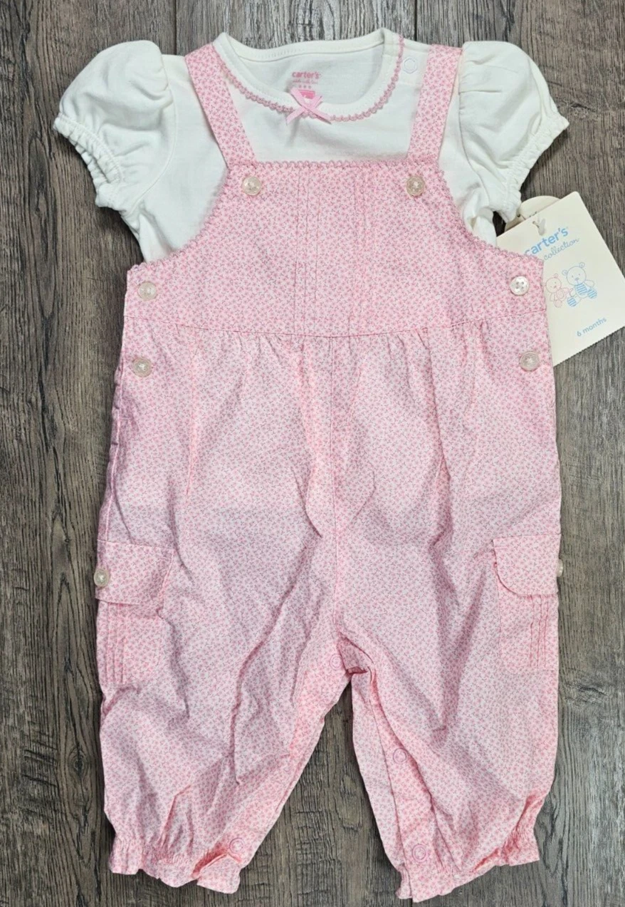 Baby Girl Clothes New Carter's Vintage 6 Month 2pc Teddy Overalls Outfit
Opens in a new window or ta