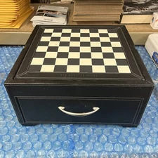 Sharper Image All-in-1 Game Set  Leather t For Chess/Checkers/Poker*Collectibles