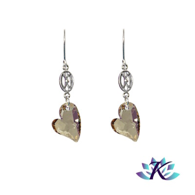 Boucles D'oreilles Clous Argent 925 - Coeur 10mm Avec Cristal Autrichien - Neuf Avec étiquettes