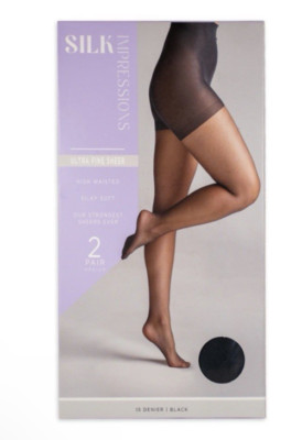 Silk Impressions Pantyhose 2 Pack- XL- Cocoa/15 Denier High Sheer Support NIB