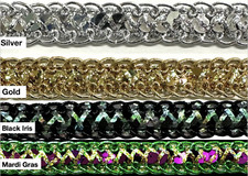 1/2" 1 Row Non-Stretch Metallic Sequins Trimming - 6 Continuous Yards 