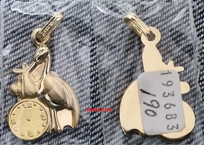 BABY 18K GOLD STORK MEDAL WITH BIRTH TIME ENGRAVING WATCH.