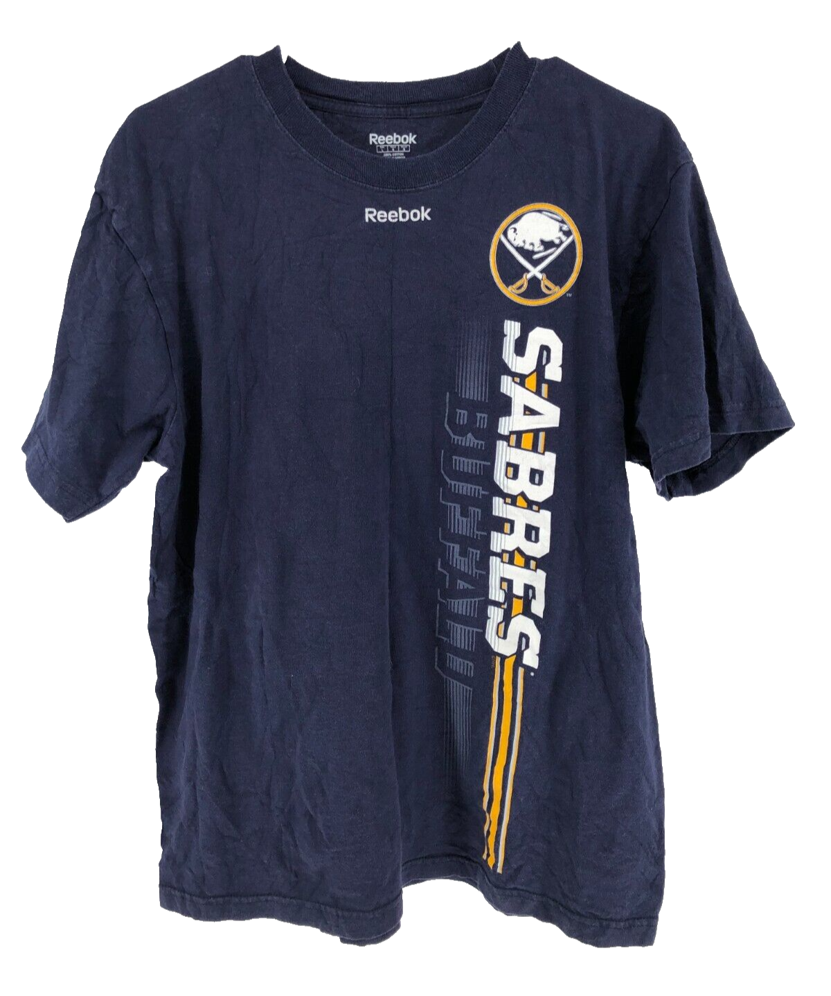 Reebok Men's Large NHL Buffalo Sabres Blue Hockey Short Sleeve Tee