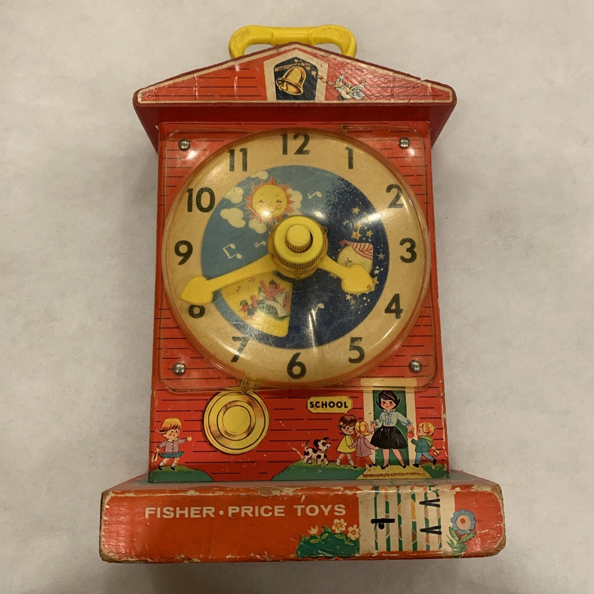 アメリカ 60年代 Fisher-Price Clock 音楽ボックス Vintage Fisher Price Music Box Teaching Clock (1960s) - Etsy