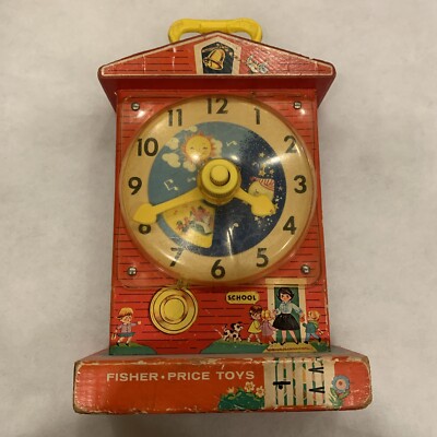 Vintage Fisher Price Music Box Teaching Clock 1962-1968 Teaching