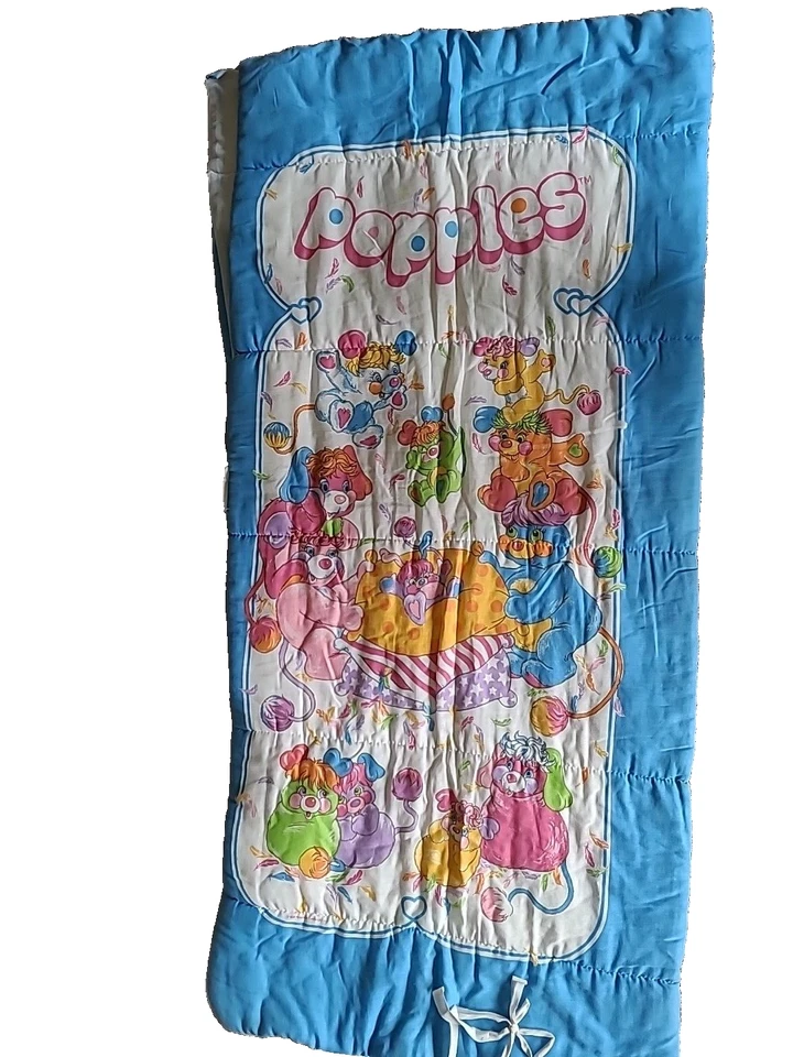 Vintage 1986 Popples Cartoon Youth Sleeping Bag Blanket 29 X 56 Retro 80s USA - Image 2 of 4