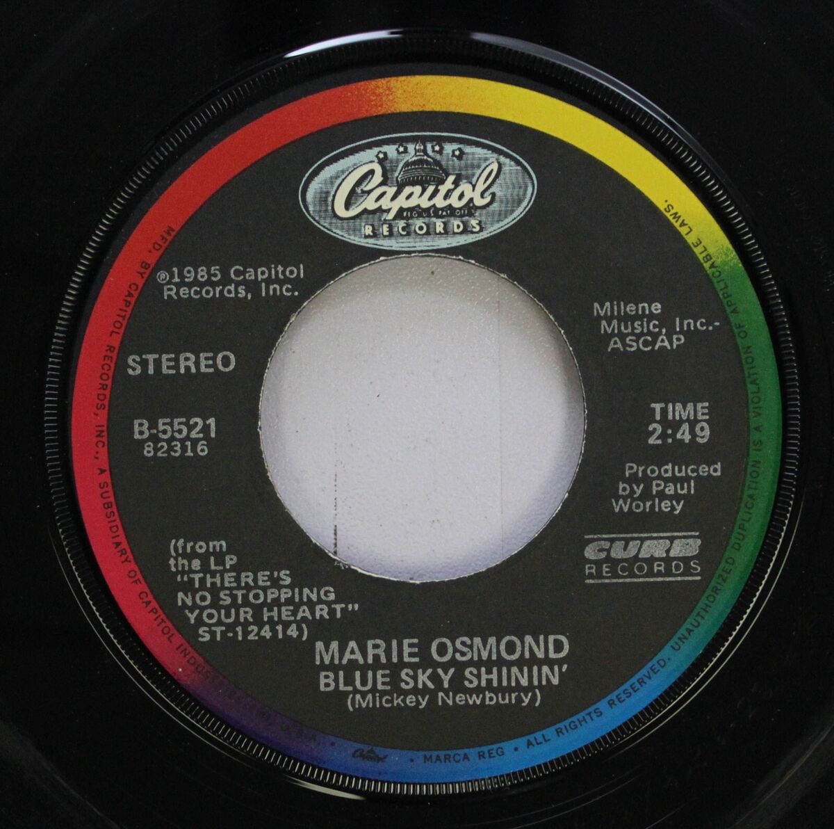 Marie Osmond – There's No Stopping Your Heart, US 1985 Capitol Records – ST-12414 Marie Osmond – There's No Stopping Your Heart, US 1985 Capitol Records – ST-12414