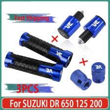 US Blue Handle Grips Handle Bar End Cap Tire Valve For SUZUKI DR 650 125 200