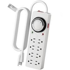 8 Outlet Surge Protector with Mechanical Timer, 4 Timed 4 Always-On