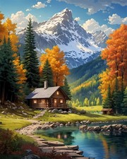 Mountain Paint By Numbers Kit For Adults Beginner Cabin Adult Paint By Number Ki