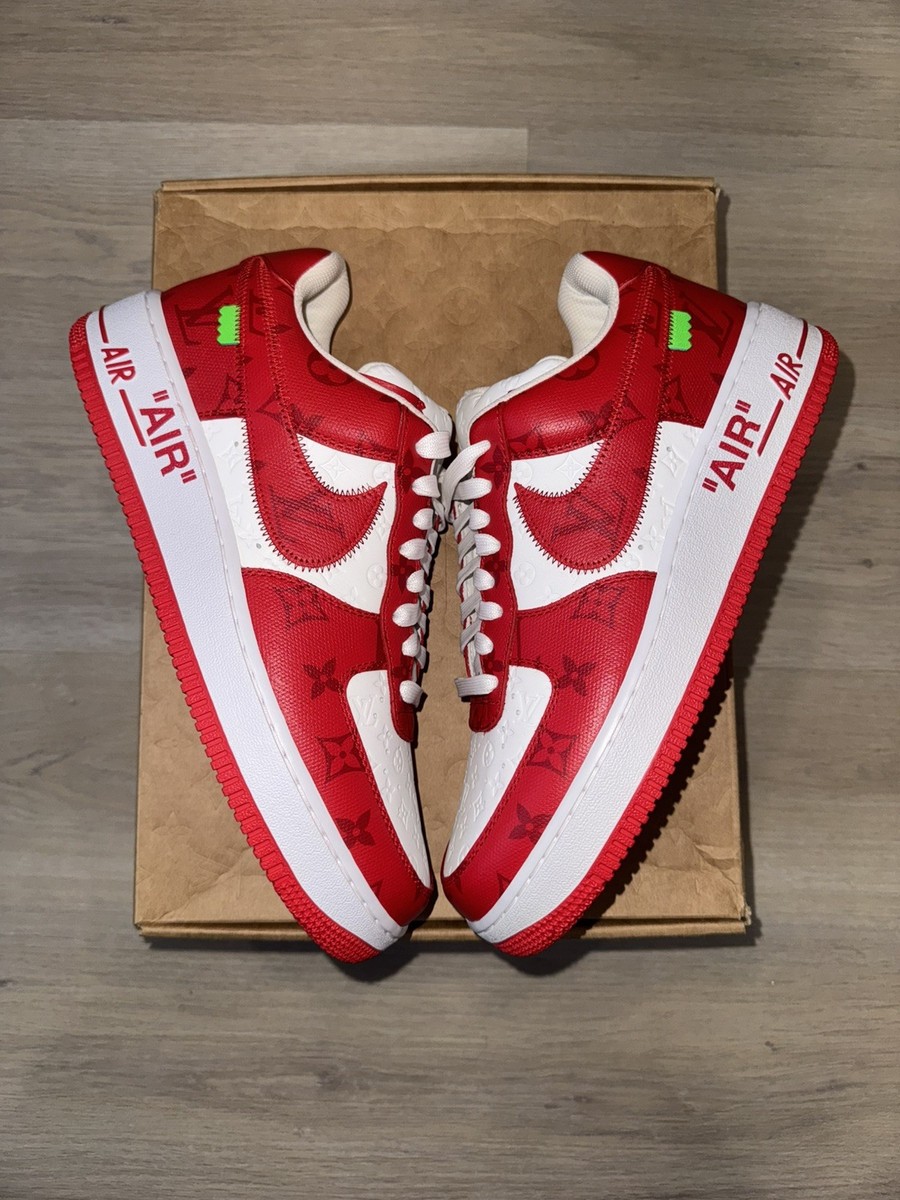国内正規品☆LouisVuitton Nike Air Force 1 Red Nike x LOUIS VUITTON LV Air Force 1 Low 'Red White' 1A9VA7
