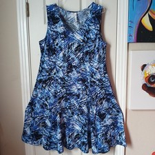 New York collection blue and black sleeveless dress Large Casual Work Date Night