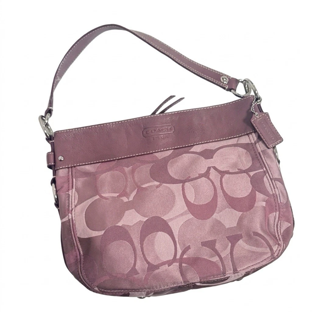 Vintage Y2K Coach Zoe Pink Purple Signature Jacquard Hobo Shoulder