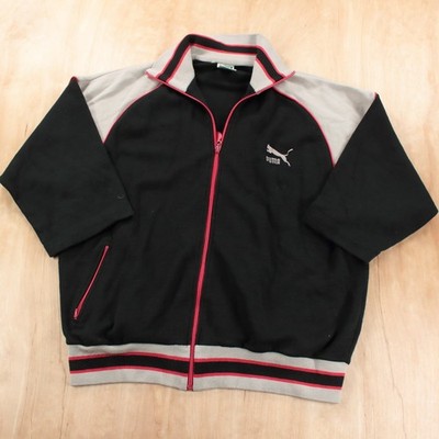 vtg Puma track jacket XL black gray 3/4 sleeve warm up 90s 00s y2k 