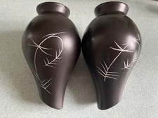 Pair of Old Foley James Kent 1950S Style Tear Drop Shaped Black Vases Excellent