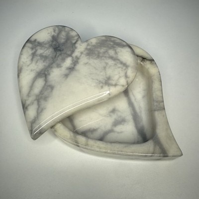Volterra Alabaster Heart Box Swivel Top Valentine s Day Marble Ducceschi Italy