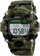 Boys Camouflage LED Sport Watch Waterproof Digital Military Silicone Alarm