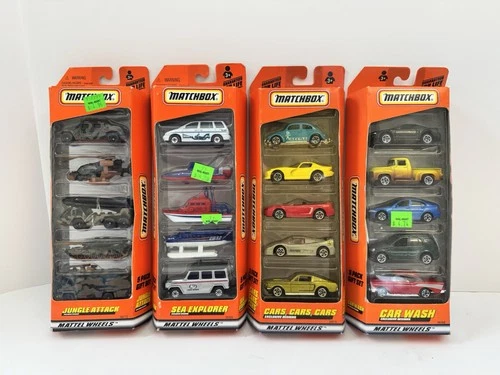 Vintage 1998 Matchbox Mattel Wheels 5-Pack Lot of 4 Sealed Jungle Sea Cars Wash