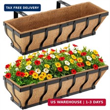 VOXOR Railing Planter Boxes, Heavy Duty Window Box Planters, Adjustable Balcony