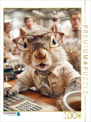 CALVENDO Puzzle Tierpuzzle mit Eichhörnchen im Büro - der Kollege der alles verp