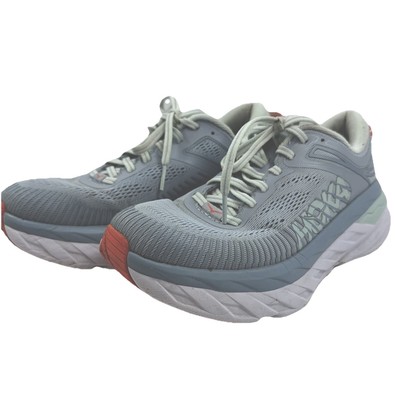 Hoka One One Bondi 7 Women s Size 7 Running Shoes Gray White Cushioned Sneaker