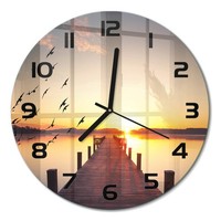 Elegante Wanduhr Aus GehäRtetem Glas Sonnenuntergang Schwarze Zeiger Fi30 Cm