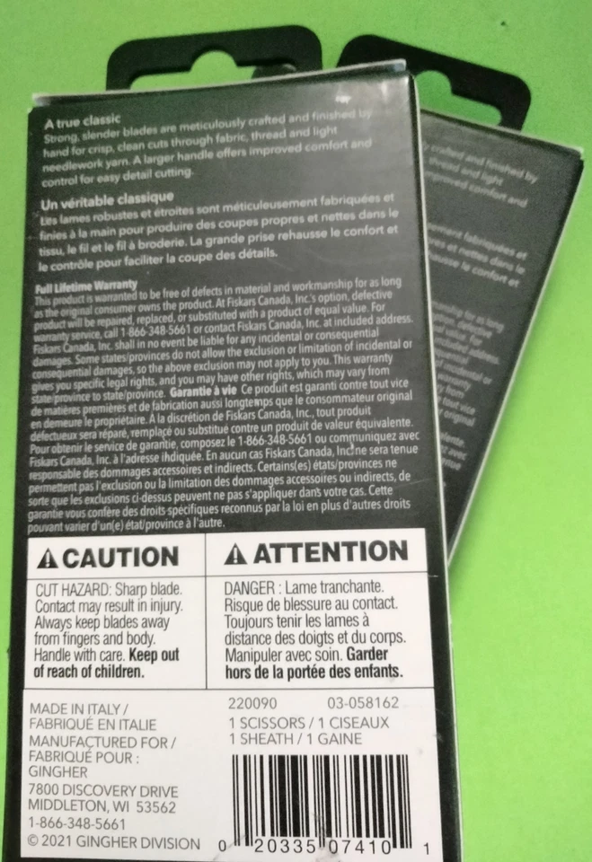 (2) TWO GINGHER LARGE HANDLED EMBROIDERY SCISSORS 3.5 IN.~BRAND NEW~BID@$9.99 - Image 2 of 4