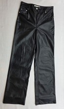 Zara Women's Black ZW Faux Leather 90's Pants. Size 2