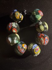 8 Glass Beads - Millefiori Handmade beads 18mm round B1433