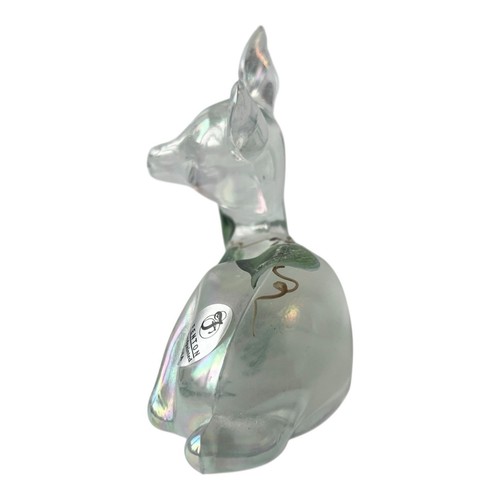 Fenton Opalescent Iridized Laying Deer Hand Painted Berries Signed Vtg - Picture 13 of 16