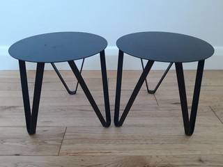 2 x Metal Plant Pot Stands Black Coated Tripod Design 20cm High