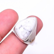 White Howlite - United States 925 Sterling Silver Ring S.8.5 R28212, Christmas