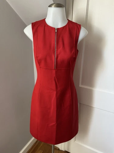 Abito tubino donna Michael Kors rosso senza maniche misto seta taglia 4 Made in Italy