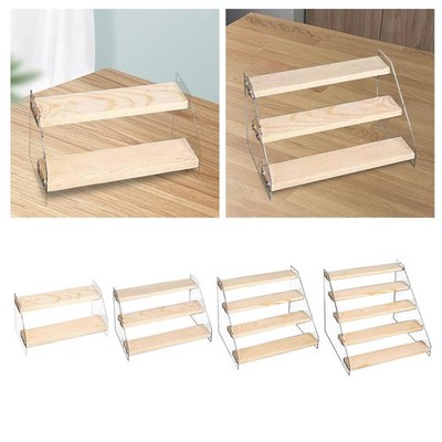 Acryl Stufen Display Riser Holz Display Ständer für Sammlerstücke Parfums