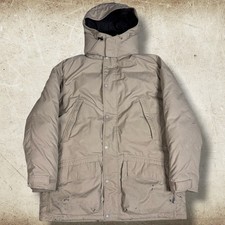 Vintage Eddie Bauer Parka Jacket Men s Large Beige Goose Down Gore Tex Hooded