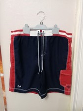 Atlantic Bay Mens Swim Shorts Navy Red Beach Holiday Size M