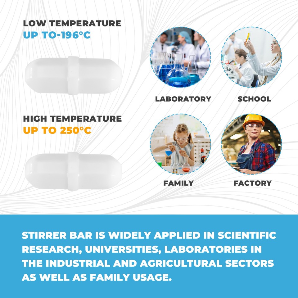 1X(10 Pcs 20mm/0.8 Inch Magnetic Stirrer Mixer Stir Bar Laboratory Bar ...