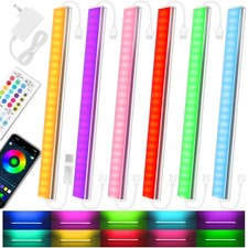 6 Pcs RGB Under Cabinet Lights Kit, Smart App and Remote Control Under Cabine...