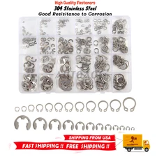 New 304 Stainless Steel E-Clip Circlip External Retaining Ring Assortment Set