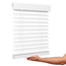 Lotus Windoware Cordless 2 Inch Faux Wood Blind, Bright White, Embossed, 69...